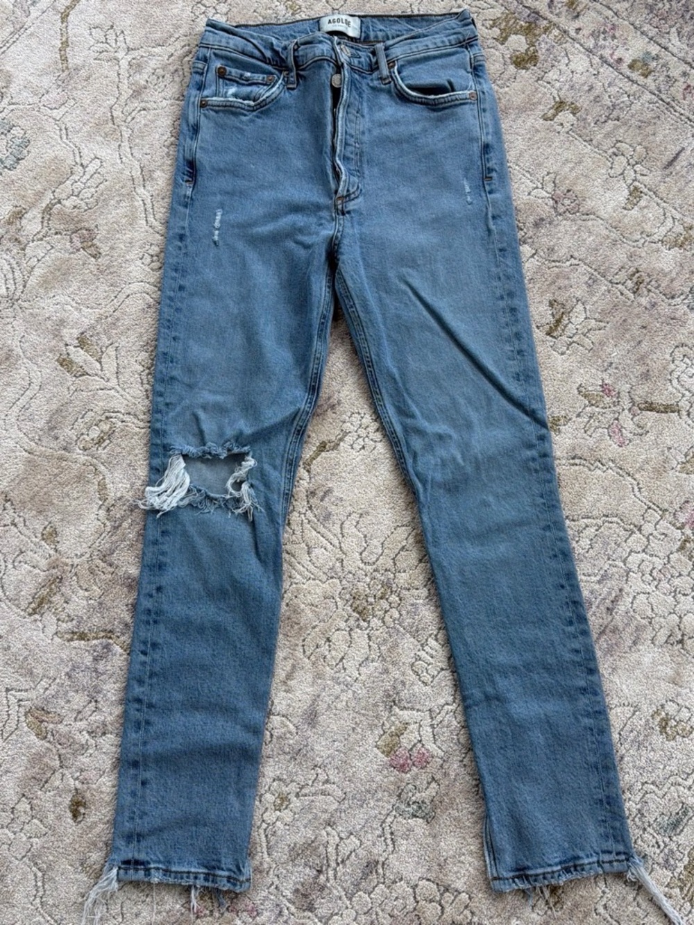 Agolde Light Blue Distressed Skinny Jeans